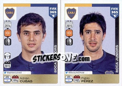 Sticker Adrián Cubas / Pablo Pérez - FIFA 365: 2015-2016 n. 82-86 - Panini