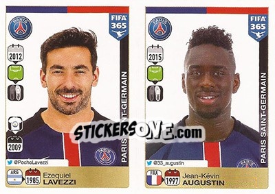 Sticker Ezequiel Lavezzi / Jean-Kévin Augustin - FIFA 365: 2015-2016 n. 457-458 - Panini