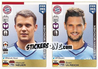 Sticker Manuel Neuer / Sven Ulreich - FIFA 365: 2015-2016 n. 462-463 - Panini