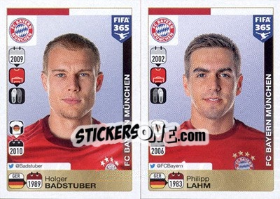 Sticker Holger Badstuber / Philipp Lahm - FIFA 365: 2015-2016 n. 464-465 - Panini