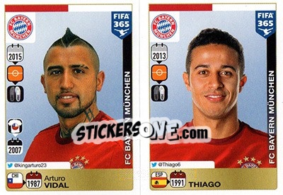 Sticker Arturo Vidal / Thiago Alcántara - FIFA 365: 2015-2016 n. 472-476 - Panini