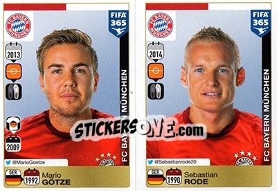 Sticker Mario Götze / Sebastian Rode - FIFA 365: 2015-2016 n. 483-484 - Panini