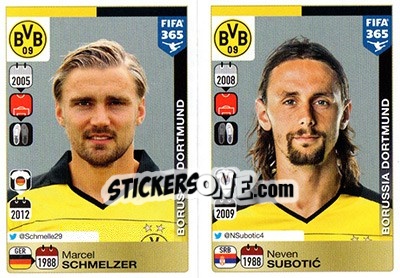 Sticker Marcel Schmelzer - Neven Subotic - FIFA 365: 2015-2016 n. 498-499 - Panini
