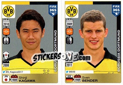 Sticker Shinji Kagawa / Sven Bender - FIFA 365: 2015-2016 n. 500-501 - Panini