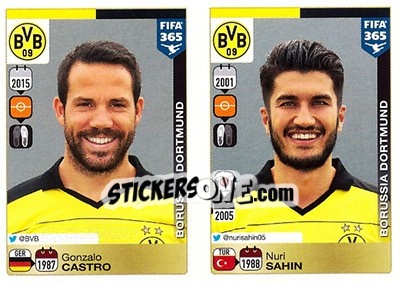 Sticker Gonzalo Castro / Nuri Sahin - FIFA 365: 2015-2016 n. 502-506 - Panini