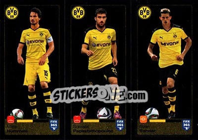 Sticker Mats Hummels / Sokratis Papastathopoulos / Sven Bender - FIFA 365: 2015-2016 n. 503-504-505 - Panini