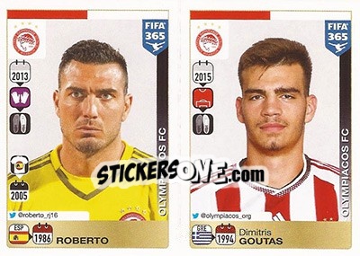 Sticker Roberto / Dimitris Goutas - FIFA 365: 2015-2016 n. 522-523 - Panini