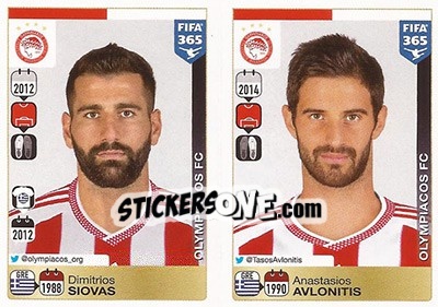 Sticker Dimitris Siovas / Anastasios Avlonitis - FIFA 365: 2015-2016 n. 528-529 - Panini