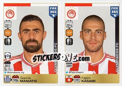 Sticker Giannis Maniatis / Pajtim Kasami - FIFA 365: 2015-2016 n. 530-531 - Panini