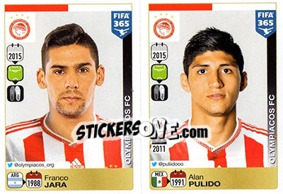 Sticker Franco Jara / Alan Pulido - FIFA 365: 2015-2016 n. 549-550 - Panini