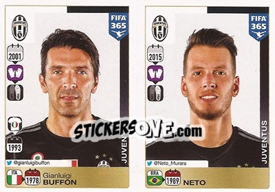 Sticker Gianluigi Buffon / Neto - FIFA 365: 2015-2016 n. 552-553 - Panini