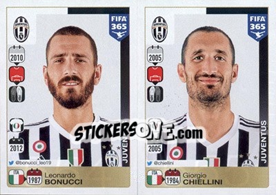 Sticker Leonardo Bonucci / Giorgio Chiellini - FIFA 365: 2015-2016 n. 554-555 - Panini