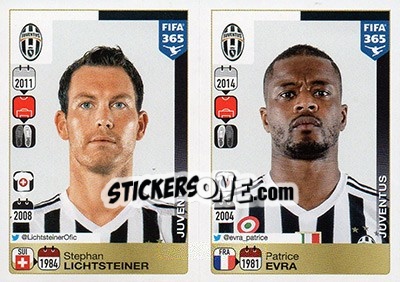 Sticker Stephan Lichtsteiner / Patrice Evra - FIFA 365: 2015-2016 n. 558-559 - Panini