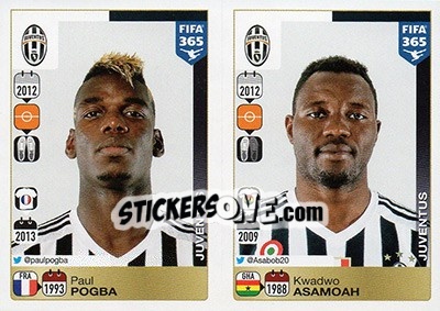 Sticker Paul Pogba / Kwadwo Asamoah - FIFA 365: 2015-2016 - Panini