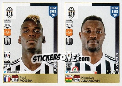 Sticker Paul Pogba / Kwadwo Asamoah - FIFA 365: 2015-2016 n. 562-566 - Panini