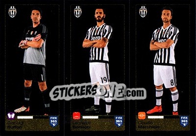 Sticker Gianluigi Buffon / Leonardo Bonucci / Claudio Marchisio - FIFA 365: 2015-2016 n. 563-564-565 - Panini