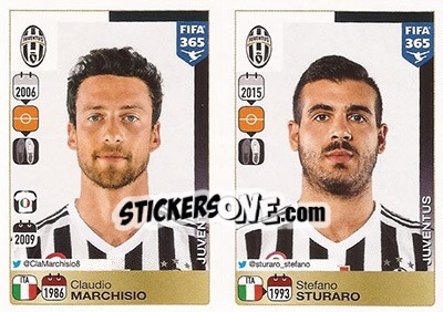 Sticker Claudio Marchisio / Stefano Sturaro - FIFA 365: 2015-2016 n. 573-574 - Panini