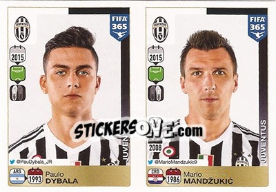 Sticker Paulo Dybala / Mario Mandžukic - FIFA 365: 2015-2016 n. 577-578 - Panini