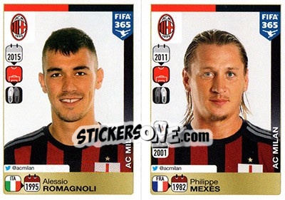 Sticker Alessio Romagnoli / Philippe Mexès - FIFA 365: 2015-2016 n. 584-585 - Panini