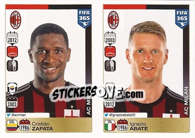 Sticker Cristián Zapata / Ignazio Abate - FIFA 365: 2015-2016 n. 586-587 - Panini