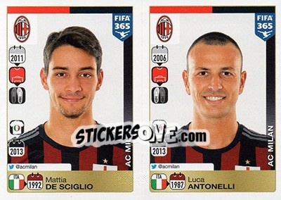 Sticker Mattia De Sciglio / Luca Antonelli - FIFA 365: 2015-2016 n. 588-589 - Panini