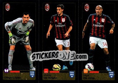 Sticker Diego López / Mattia De Sciglio / Nigel De Jong - FIFA 365: 2015-2016 n. 593-594-595 - Panini
