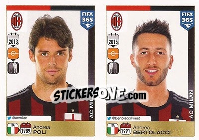 Sticker Andrea Poli / Andrea Bertolacci - FIFA 365: 2015-2016 n. 603-604 - Panini