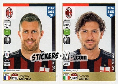 Sticker Jérémy Ménez / Alessio Cerci - FIFA 365: 2015-2016 n. 607-608 - Panini