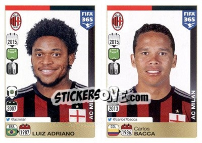 Sticker Luiz Adriano / Carlos Bacca - FIFA 365: 2015-2016 n. 609-610 - Panini