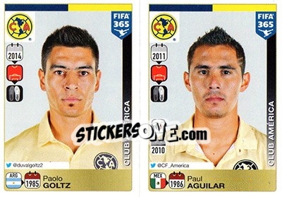 Sticker Paolo Goltz / Paul Aguilar - FIFA 365: 2015-2016 n. 614-615 - Panini