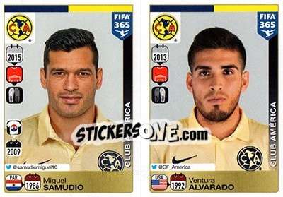 Sticker Miguel Samudio / Ventura Alvarado - FIFA 365: 2015-2016 n. 618-619 - Panini