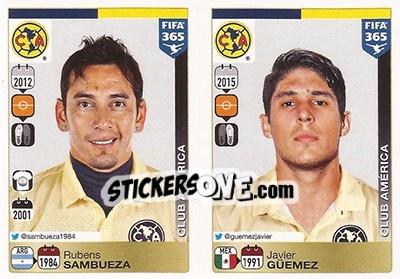 Sticker Rubens Sambueza / Javier Güemez - FIFA 365: 2015-2016 n. 622-626 - Panini