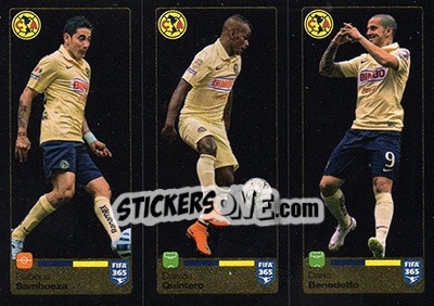 Sticker Rubens Sambueza / Darwin Quintero / Darío Benedetto - FIFA 365: 2015-2016 n. 630-631-632 - Panini