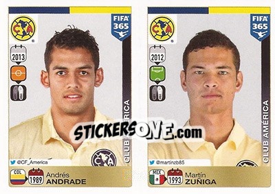 Sticker Andrés Andrade / Martín Zuñiga - FIFA 365: 2015-2016 n. 635-636 - Panini