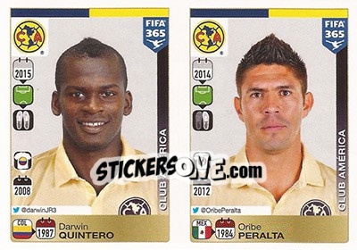 Sticker Darwin Quintero / Oribe Peralta - FIFA 365: 2015-2016 n. 639-640 - Panini