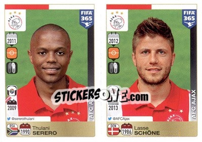 Sticker Thulani Serero / Lasse Schöne - FIFA 365: 2015-2016 - Panini