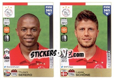 Sticker Thulani Serero / Lasse Schöne - FIFA 365: 2015-2016 n. 652-656 - Panini