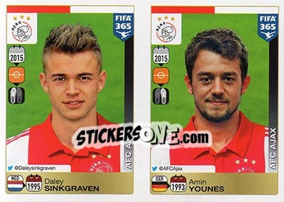 Sticker Daley Sinkgraven / Amin Younes - FIFA 365: 2015-2016 n. 665-666 - Panini