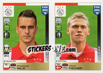 Sticker Arkadiusz Milik / Viktor Fischer - FIFA 365: 2015-2016 n. 667-668 - Panini