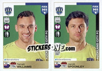 Sticker Tamati Williams / Jacob Spoonley - FIFA 365: 2015-2016 n. 672-673 - Panini