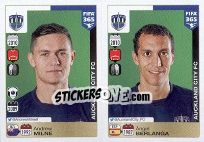 Sticker Andrew Milne / Ángel Berlanga - FIFA 365: 2015-2016 n. 674-675 - Panini