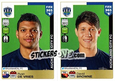 Sticker Ryan De Vries / David Browne - FIFA 365: 2015-2016 n. 697-698 - Panini