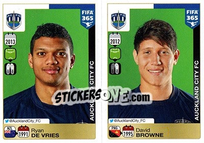 Figurina Ryan De Vries / David Browne - FIFA 365: 2015-2016 - Panini