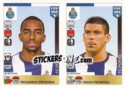 Sticker Ricardo Pereira / Maxi Pereira - FIFA 365: 2015-2016 n. 708-709 - Panini