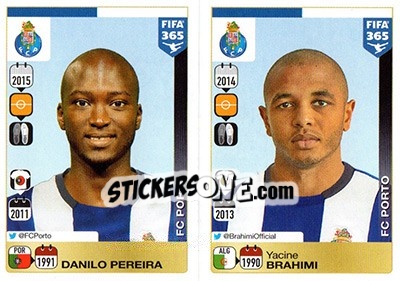 Sticker Danilo Pereira / Yacine Brahimi - FIFA 365: 2015-2016 n. 712-716 - Panini