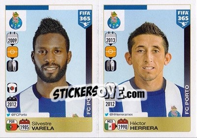 Sticker Silvestre Varela / Héctor Herrera - FIFA 365: 2015-2016 n. 723-724 - Panini