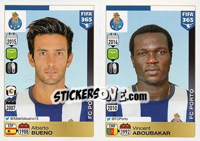 Sticker Alberto Bueno / Vincent Aboubakar - FIFA 365: 2015-2016 - Panini
