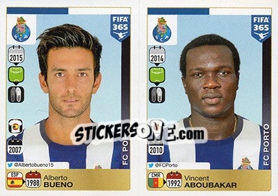 Sticker Alberto Bueno / Vincent Aboubakar - FIFA 365: 2015-2016 n. 729-730 - Panini