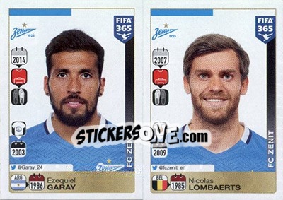 Sticker Ezequiel Garay / Nicolas Lombaerts - FIFA 365: 2015-2016 n. 734-735 - Panini