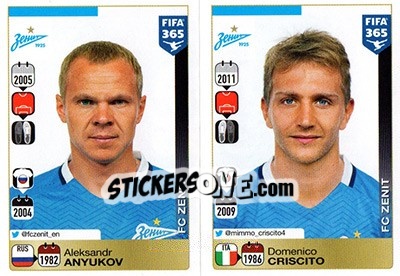 Figurina Aleksandr Anyukov / Domenico Criscito - FIFA 365: 2015-2016 - Panini